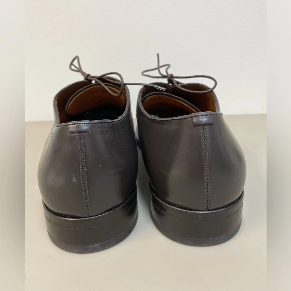 BALLY Abram Leather Cap Toe‎ Oxford Shoes in Chocolate Brown Size 12 D $870